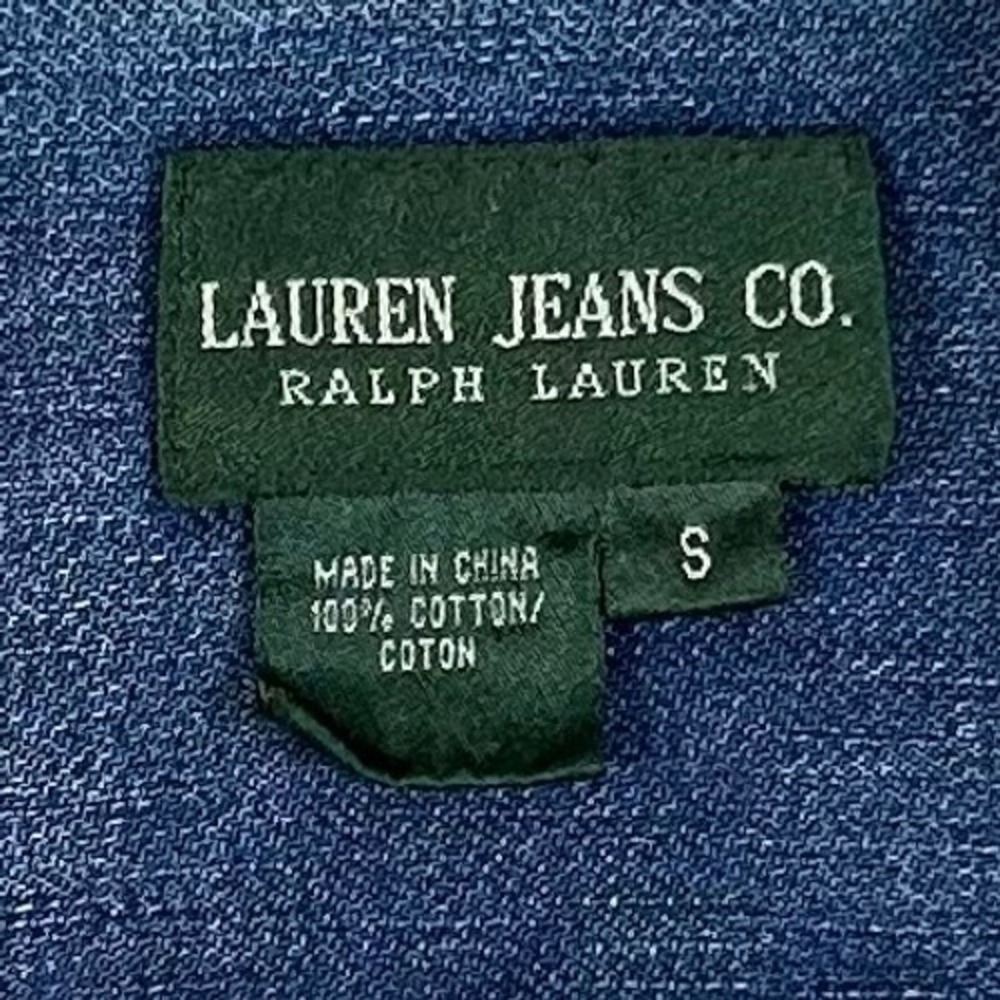 Lauren Jeans Co Ralph Lauren Womens Blue Denim Trucker Jacket Distressed Small - Picture 2 of 8